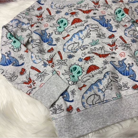 Jumping Beans Gray Dinosaur Fleece Sweatshirt - Boys Size 7 - Picture 5 of 12
